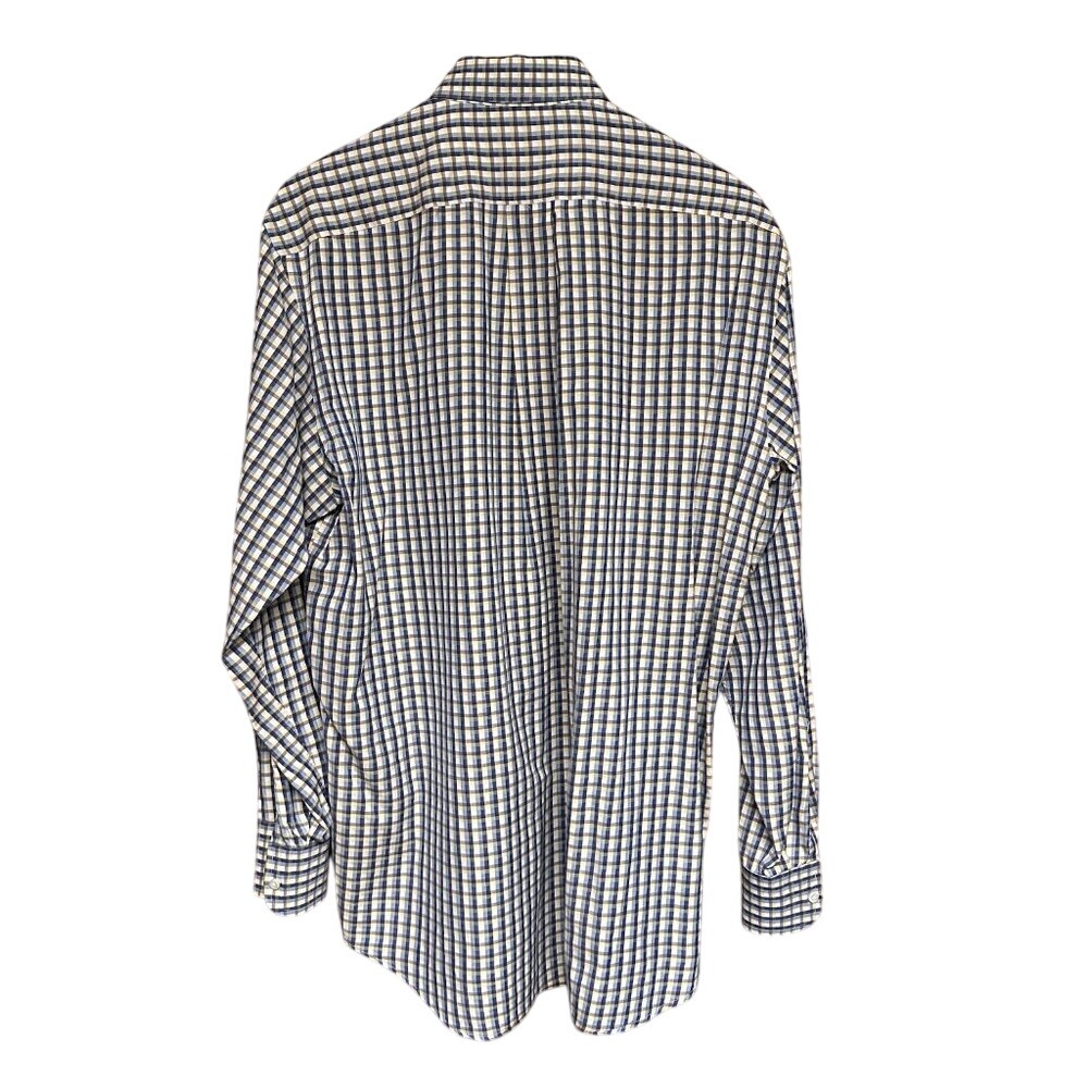 Luciana Barbera "The Shirt" Blue Yellow Brown White Chek Men's Medium - Picture 2 of 4
